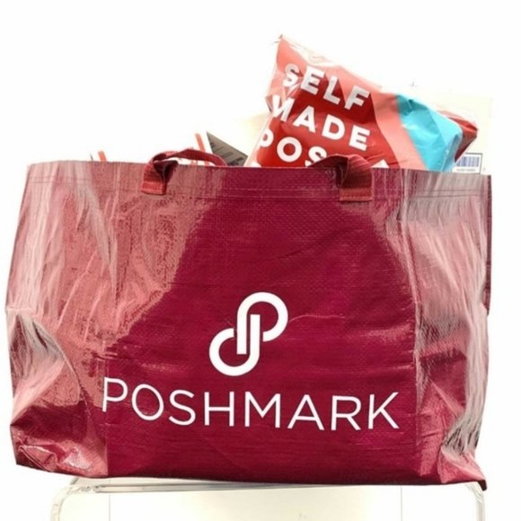 Poshmark Oversized Bag Double Handle Tote Large Maroon - Picture 2 of 10